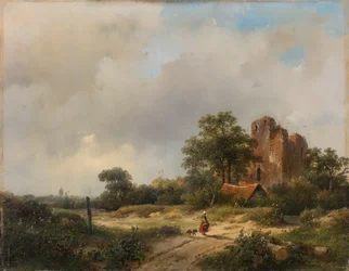 Paisaje con las ruinas del castillo de Brederode en Santpoort
