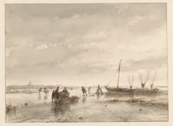 Paisaje invernal con lago congelado