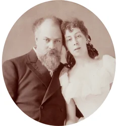 Konstantin Makovsky, artista ruso, con su esposa, 1880s