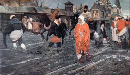 Una calle de Moscú del siglo XVII en un día festivo, 1895