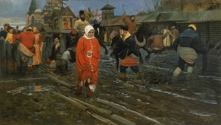 Calle de Moscú del siglo XVII en un día festivo, 1895