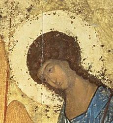 Detalle de «La Santísima Trinidad», década de 1420 (detalle)