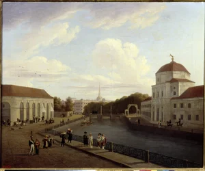 El Palacio de Michel en San Petersburgo. (El Palacio de Michael en San Petersburgo). Pintura de Andrei Yefimovich Martynov (1768-1826), óleo sobre lienzo
