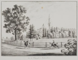 Vista del Pabellón de Toboganes y el Telégrafo en Oranienbaum