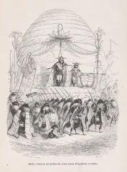Después, entró el cuerpo de guardias armados con terribles aguijones de Escenas del P..., ca. 1837-47