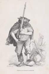Vi un lobo de pie guardando de Escenas de la vida privada y pública de los animales..., ca. 1837-47