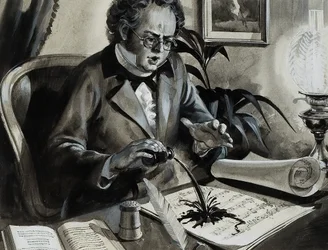 Retrato de Franz Schubert (gouache sobre papel)