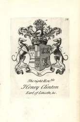 Escudo de armas y cresta del muy honorable Henry Clinton, 7º Conde de Lincoln