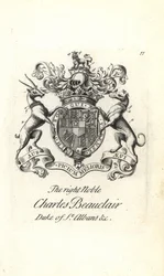 Escudo de armas y cresta del muy noble Charles Beauclerk