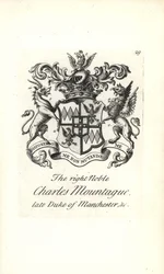 Escudo de armas y cresta del noble Charles Edward Montagu