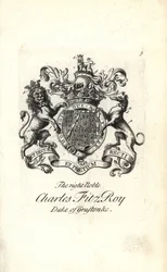 Escudo de armas y cresta del noble Charles FitzRoy, 2º Duque de Grafton
