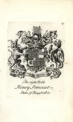Escudo de armas y cresta del muy noble Henry Somerset, 2º Duque de Beaufort