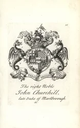 Escudo de armas y cresta del muy noble John Churchill