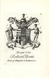Escudo de armas y cresta del muy noble Robert Bertie