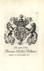 Escudo de armas y cresta del noble Thomas Holles Pelham