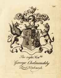 Escudo de armas del Muy Honorable George Cholmondely, Lord Newbourgh, 2º Conde de Cholmondeley