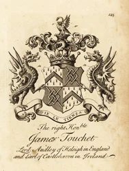 Escudo de armas del Muy Honorable James Touchet, Lord Audley de Heleigh en Inglaterra, 6º Conde de Castlehaven en Irlanda, fallecido en 1740