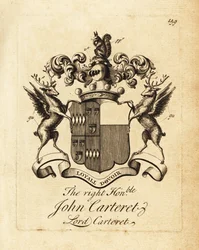 Escudo de armas del Muy Honorable John Carteret, Lord Carteret, 2º Conde Granville, 7º Señor de Sark