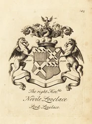 Escudo de armas del Muy Honorable Nevile Lovelace, Lord Lovelace, 6º Barón Lovelace