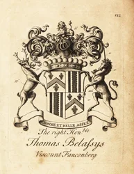 Escudo de armas del Muy Honorable Thomas Belasyse, Conde de Fauconberg o Thomas Belassys, Vizconde de Fauconberg (1699-1774)