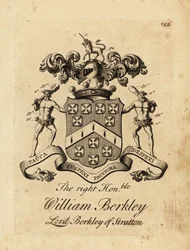 Escudo de armas del Muy Honorable William Berkley, Lord Berkley de Stratton, 4º Barón Berkeley de Stratton, fallecido en 1741