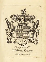 Escudo de armas del Muy Honorable William Craven, Lord Craven, 3er Barón Craven (1700-1739)