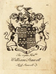 Escudo de armas del Muy Honorable William Stawell, Lord Stawell, 3º Barón Stawell (fallecido en 1742)