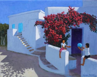 Juego de pelota, Samos, Grecia, 2022 (óleo sobre lienzo)