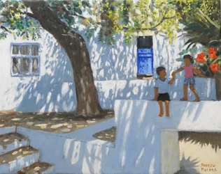 Puerta azul, Mykonos, Grecia, 2024 (óleo sobre lienzo)