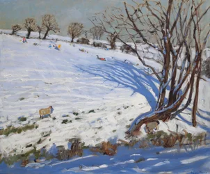 Niños en trineo,Derbyshire (óleo sobre lienzo)