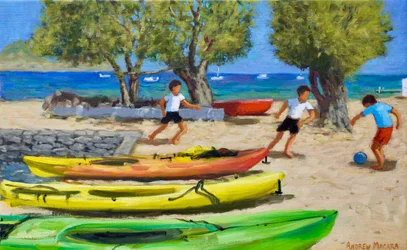 Canoas de colores, 2025 (óleo sobre lienzo)