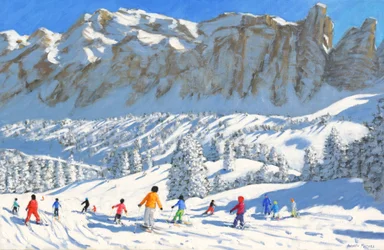 Esquiadores Coloridos, Val Gardena, Italia