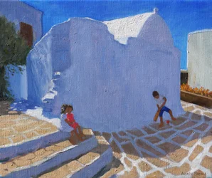 Críquet junto al Muro de la Iglesia, Mykonos
