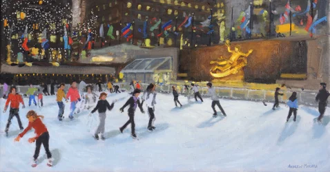 Tarde, pista de hielo Rockefeller, Nueva York