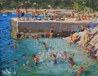 Diversión en el mar, Rovinj, Croacia, 2016