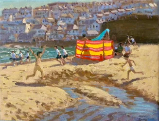 Rompevientos naranja y amarillo, St Ives