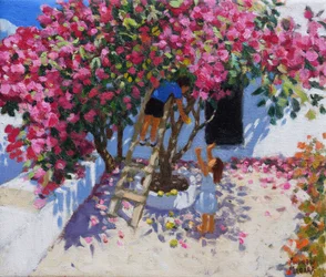 Recogiendo limones, Skiathos, Grecia