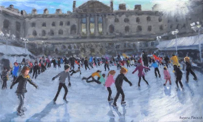 Patinaje, mediodía, Somerset House, 2013 (óleo sobre lienzo)