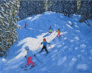 Escuela de esquí. Samoens, Grand Massif, Francia, 2021 (óleo sobre lienzo)