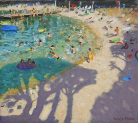 Sombras de árboles en la playa, cerca de Rovinj, 2016