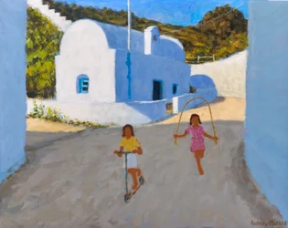 Dos niñas, Klima, Milos, 2022 (óleo sobre lienzo)