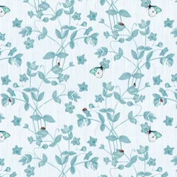 Floral de mariquita y mariposa