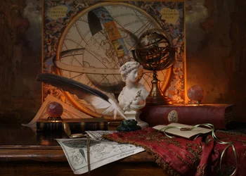 Escritorio antiguo de estudioso