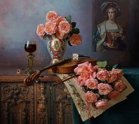 Rosas elegantes y violín