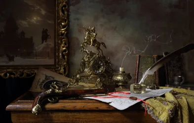 Escritorio con pistola de chispa