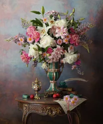 Naturaleza muerta floral opulenta