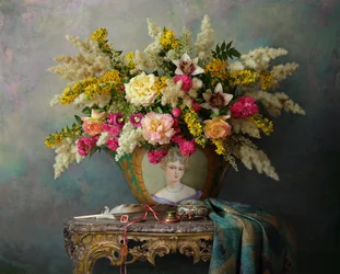 Naturaleza muerta floral opulenta