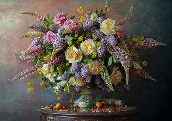 Naturaleza muerta floral opulenta