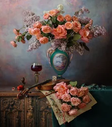 Rosas románticas y violín
