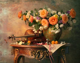 Rosas románticas y violín
